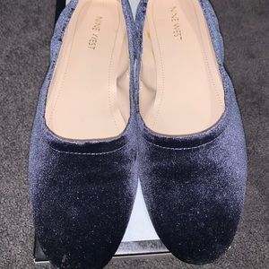 worn once navy velvet flats